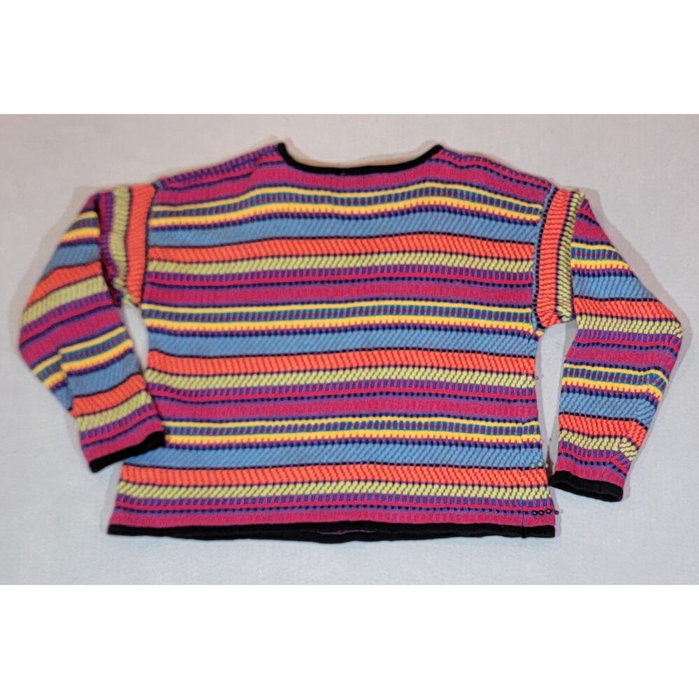 Vintage Work In Progress Beaded Multicolored Stripe Sweater Large - Picture 4 of 4